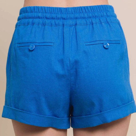 SET!! Great For 4th Of July!! Love Tree Blue Linen Shorts- Red Zenana Tank - Picture 6 of 8